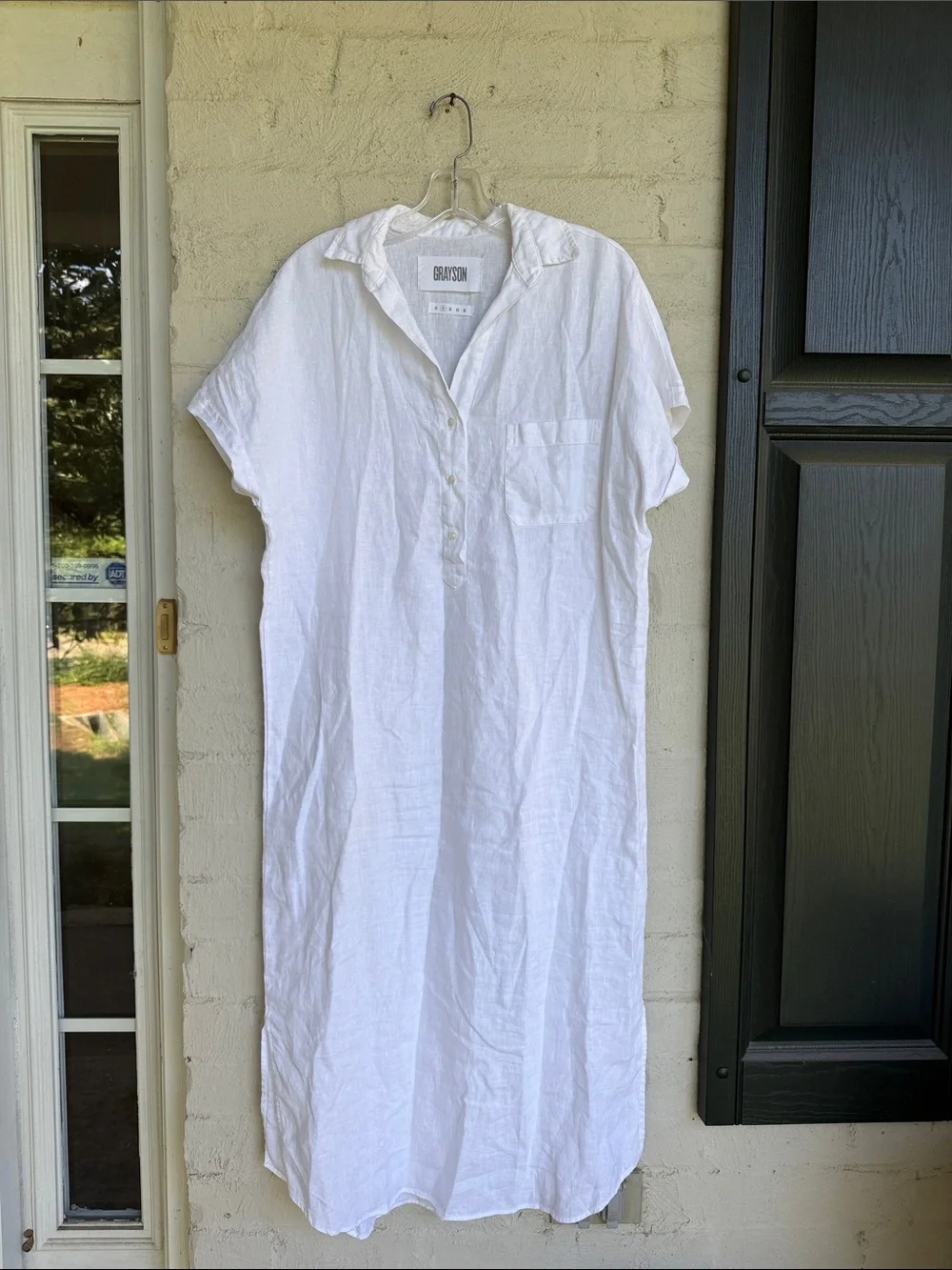 Grayson The Artist Linen Short Sleeve Shirt Midi Dress White Size Large - Picture 3 of 11